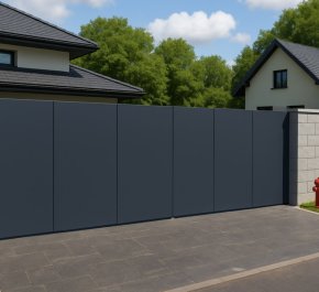 Brama przesuwna 6m, brama aluminiowa - brama pełna z blachy BR06ALPEL