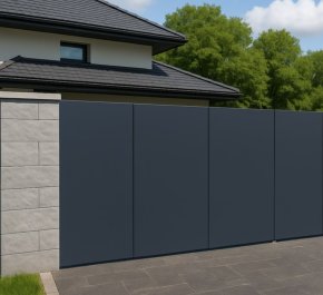 Brama przesuwna 4m, brama aluminiowa - brama pełna z blachy BR04ALPEL