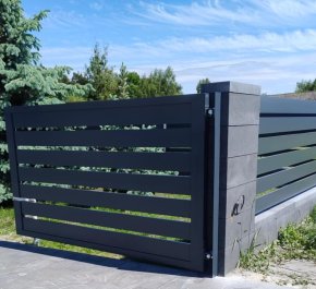 Brama wjazdowa 4m, brama aluminiowa dwuskrzydłowa profil BR09ALPR10