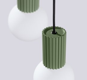 Lampa wisząca potrójna HALO zielona oliwka