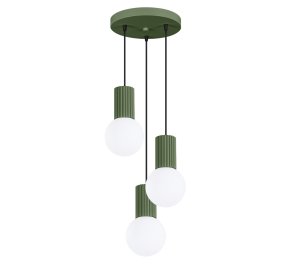 Lampa wisząca potrójna HALO zielona oliwka