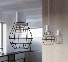 Lampa industrialna wisząca, lampa z betonu i metalu 1xE27 LUGO