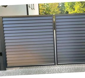 Brama wjazdowa żaluzjowa 4m, brama aluminiowa dwuskrzydłowa profil BR13ALPR10
