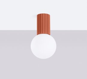 Lampa łazienkowa IP44 aluminium ryflowane HALO ochra czerwona