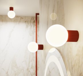 Lampa łazienkowa IP44 aluminium ryflowane HALO ochra czerwona