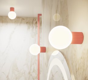 Lampa łazienkowa IP44 aluminium ryflowane HALO brzoskwiniowy róż