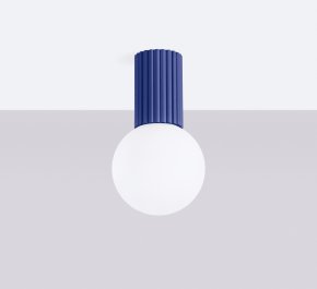 Lampa łazienkowa niebieska IP44 aluminium ryflowane HALO ultramaryna