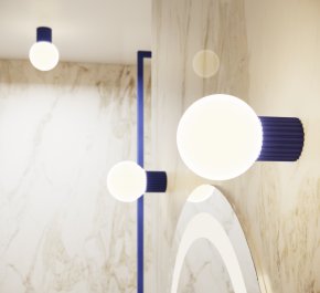 Lampa łazienkowa niebieska IP44 aluminium ryflowane HALO ultramaryna