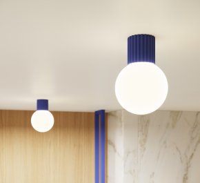 Lampa łazienkowa niebieska IP44 aluminium ryflowane HALO ultramaryna