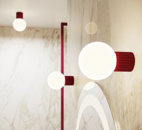 Lampa łazienkowa IP44 aluminium ryflowane HALO burgund