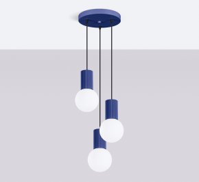 Niebieska lampa wisząca potrójna HALO ultramamryna