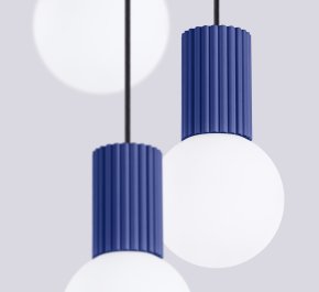 Niebieska lampa wisząca potrójna HALO ultramamryna