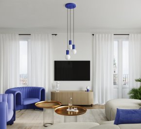 Niebieska lampa wisząca potrójna HALO ultramamryna