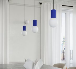 Niebieska lampa wisząca potrójna HALO ultramamryna