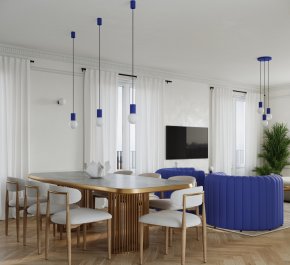 Niebieska lampa wisząca potrójna HALO ultramamryna