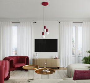 Lampa wisząca potrójna HALO burgund
