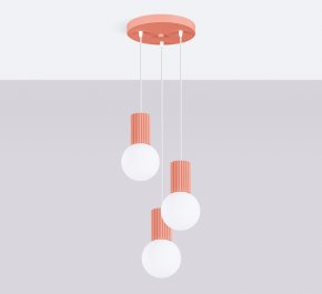 Lampa wisząca potrójna HALO brzoskwiniowy róż