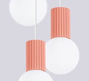 Lampa wisząca potrójna HALO brzoskwiniowy róż