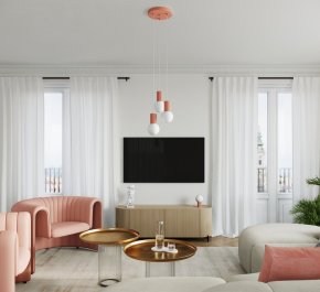 Lampa wisząca potrójna HALO brzoskwiniowy róż