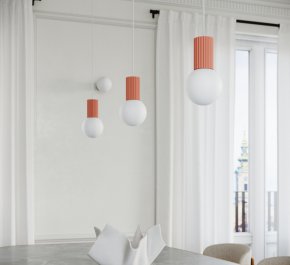 Lampa wisząca potrójna HALO brzoskwiniowy róż