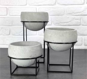 WHIPE kwietniki metalowe i doniczki betonowe zestaw