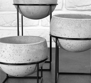 WHIPE kwietniki metalowe i doniczki betonowe zestaw