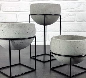 WHIPE kwietniki metalowe i doniczki betonowe zestaw