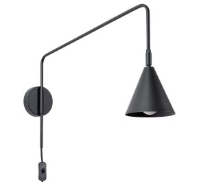 Czarny kinkiet ścienny regulowany z włącznikiem 1xE14 NOX