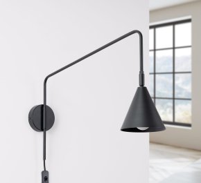 Czarny kinkiet ścienny regulowany z włącznikiem 1xE14 NOX