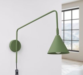 Kinkiet ścienny regulowany z włącznikiem zielona oliwka 1xE14 NOX