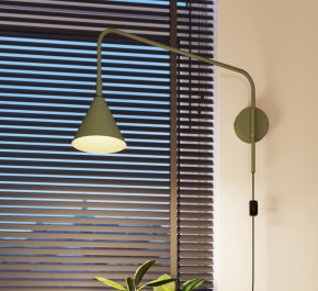 Kinkiet ścienny regulowany z włącznikiem zielona oliwka 1xE14 NOX