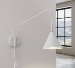 Biały kinkiet ścienny regulowany z włącznikiem 1xE14 NOX