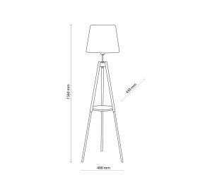 Wysoka lampa stojąca podłogowa biała z drewnem i stolikiem VAIO WHITE