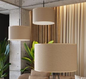 Lampa podłogowa na trójnogu beżowa 1xE27 NEVIA taupe