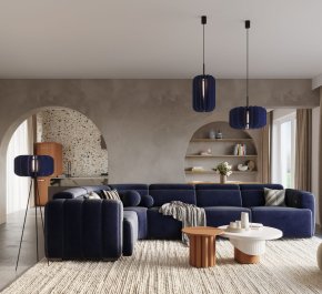 Lampa stojąca podłogowa trójnóg MULA 45 granatowa