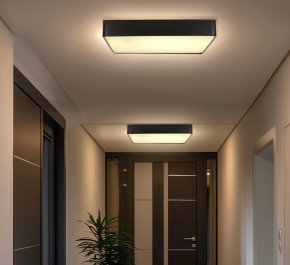 Czarny plafon łazienkowy ledowy IP44 35x35 12W 4000K QUATTRO LED