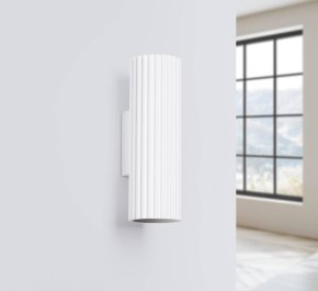 Biały kinkiet nowoczesny tuba ryflowana Karbon 20