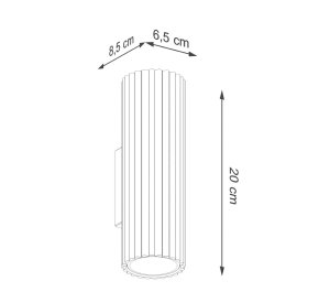 Biały kinkiet nowoczesny tuba ryflowana Karbon 20