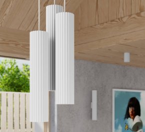 Potrójna lampa wisząca biała tuby sufitowe ryflowane KARBON 3P