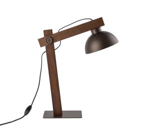 Lampka nocna z drewna regulowana z kloszem metalowym OSLO BROWN