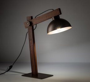 Lampka nocna z drewna regulowana z kloszem metalowym OSLO BROWN
