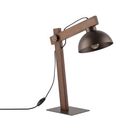 Lampka nocna z drewna regulowana z kloszem metalowym OSLO BROWN