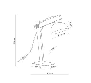 Lampka nocna z drewna regulowana z kloszem metalowym OSLO BROWN