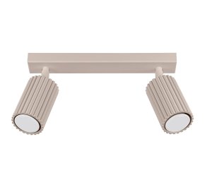 Lampa sufitowa kaszmirowa ryflowana 2xGU10, plafon KARBON 2 spot  taupe