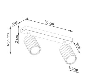 Lampa sufitowa kaszmirowa ryflowana 2xGU10, plafon KARBON 2 spot  taupe