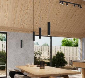 Czarna lampa wisząca potrójna tuby sufitowe ryflowane 3xGU10 KARBON 3P