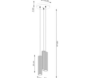 Czarna lampa wisząca potrójna tuby sufitowe ryflowane 3xGU10 KARBON 3P