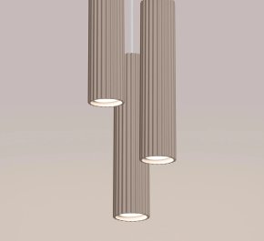 Kaszmirowa lampa wisząca tuby sufitowe ryflowane KARBON 3P taupe