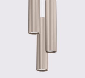 Kaszmirowa lampa wisząca tuby sufitowe ryflowane KARBON 3P taupe