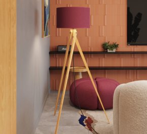 Lampa podłogowa na trójnogu burgund 1xE27 NATT